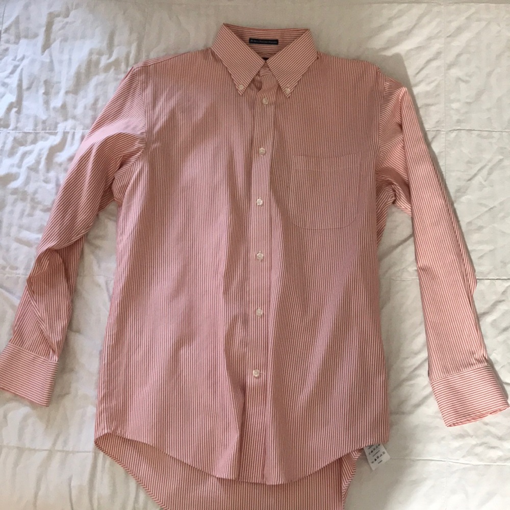 LAND’s END Men’s Orange/White Striped Oxford Shirt